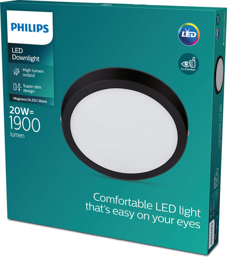 Philips magneos plafondlamp - zwart - rond - groot