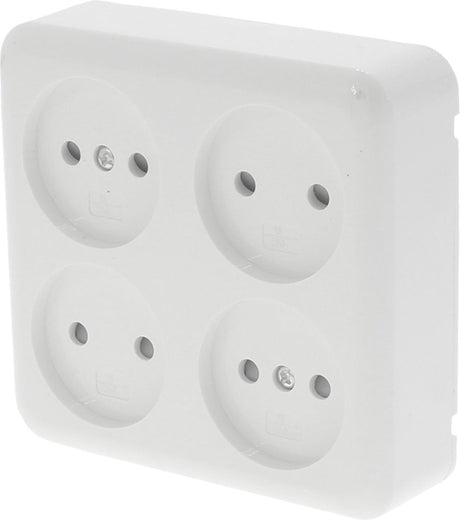Q-link - wandcontactdoos - opbouw - 4-voudig stopcontact - kinderbeveiliging - polarwit