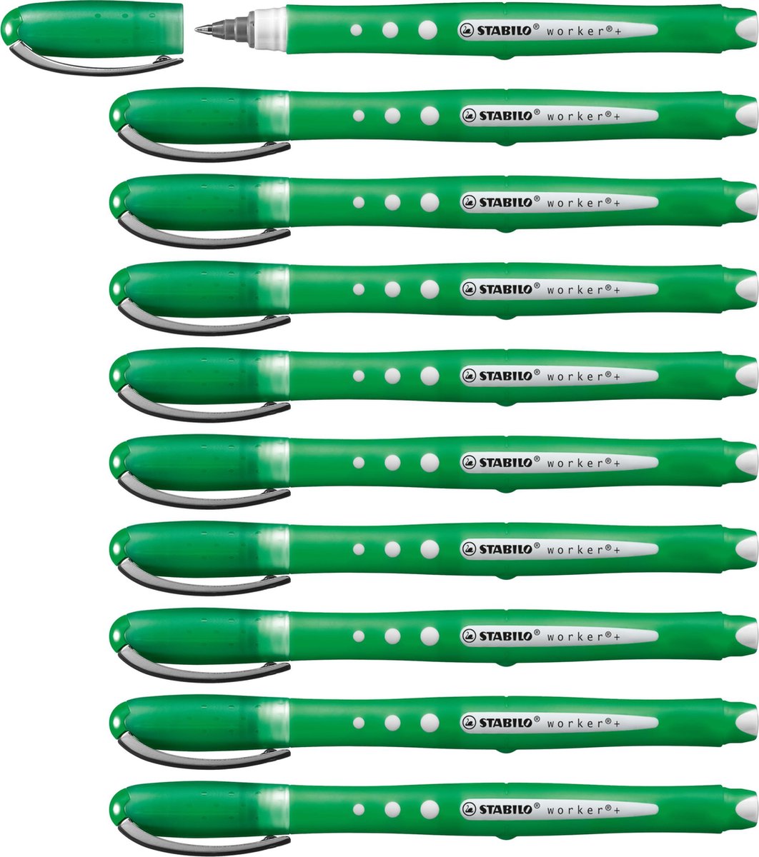 Stabilo worker+ colorful - rollerball pen 0.5 mm - groen - doos 10 stuks