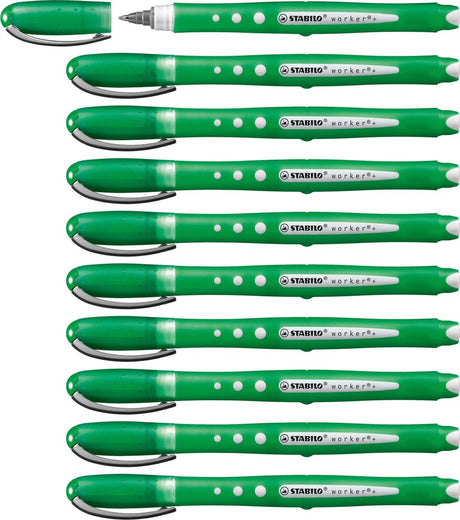 Stabilo worker+ colorful - rollerball pen 0.5 mm - groen - doos 10 stuks