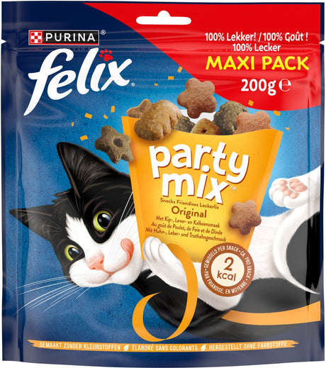 Felix party mix original - kattensnacks - kattensnoepjes - kip kalkoen lever - 5 x 200 g