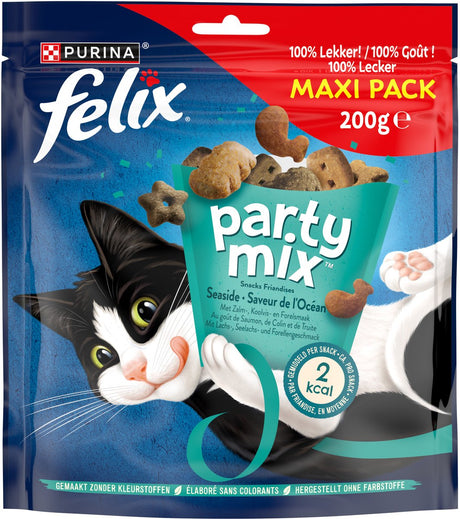 Felix party mix seaside - kattensnacks - kattensnoepjes - zalm koolvis forel- 5 x 200 g