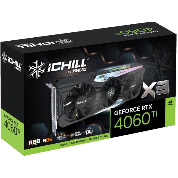 Inno3d Inno3d C406T3-08d6x-17113389 Geforce RTX 4060 Ti Ichill X3, 8 GB GDDR6, 128-Bit, 2595, 18Gbit / s