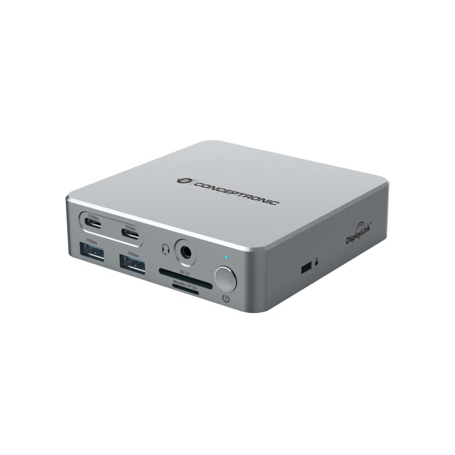 Conceptronic Donn25g 15-in-1 DisplayLink USB 3.2 Station d'accueil Gen 2, type-c 10 Gbps, USB-A X2