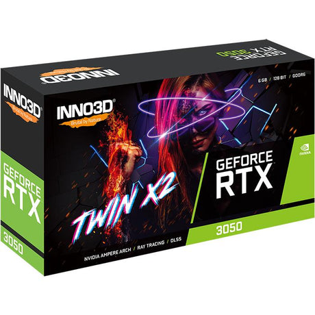 Inno3d n30502-06d6-1880va60 geforce rtx 3050, atx, 6 gb, gddr6, 96-bit, 168 gb s, dual-fan