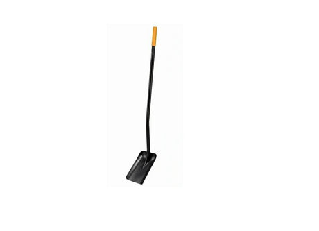 Fiskars massief metalen schop met een geletterde handvat en