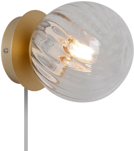 Nordlux chisell-wandlamp-e14-helder gewerveld glas messing
