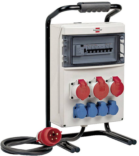 Brennenstuhl draagbare stroomverdeler verdeelblok (1x32a + 2x16a cee contactdozen, 2m kabel, voor gebruik op de bouwplaats en permanent gebruik buiten, met fi-stekker)