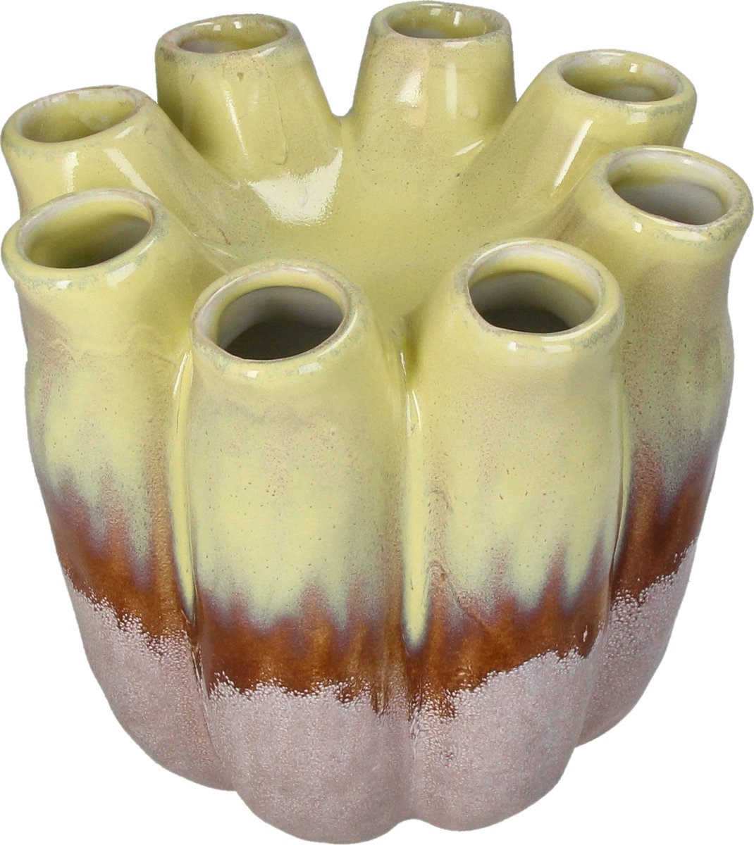 Hd collection vaas aardewerk bruin 19,5x19,5x19cm