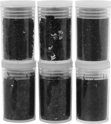 Creativ company glitter en pailletten, 6x5 gr, zwart