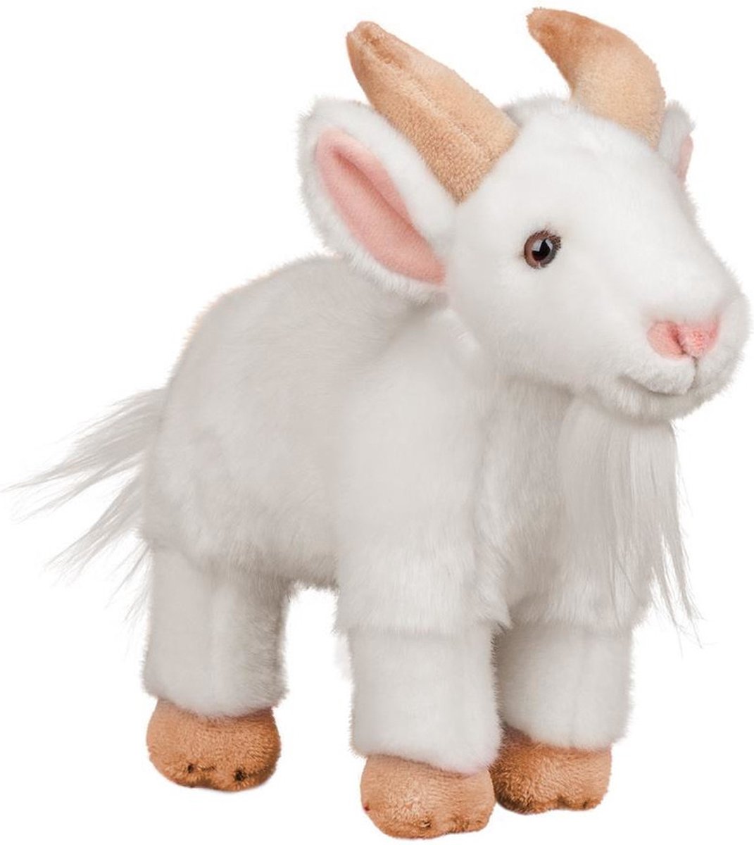 Animigos pluche knuffeldier witte geit 24 cm - boerderij dieren speelgoed knuffels