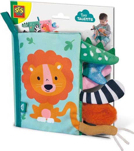 Ses creative - tiny talents - sensory - sensorisch speelgoed - zacht dierenstaarten boek - montessori baby boekje stof - knisperboekje - baby speelgoed – vanaf 6 maanden