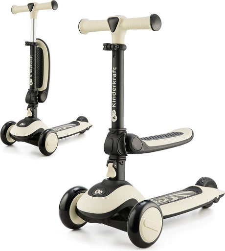 Kinderkraft halley - loopfiets en step - 2-in-1 - verstelbaar stuur - lichtgevende wielen - wit