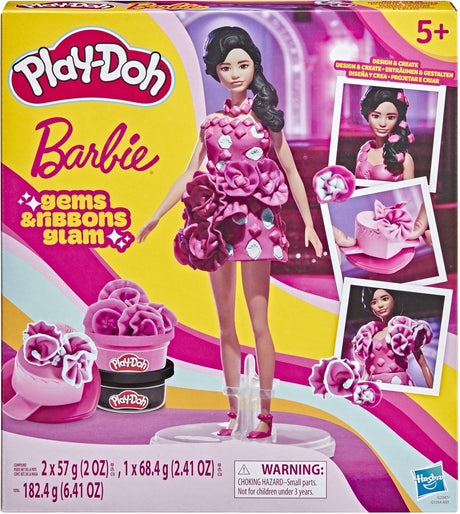Play-doh -glamourset edelstenen en linten met barbiepop