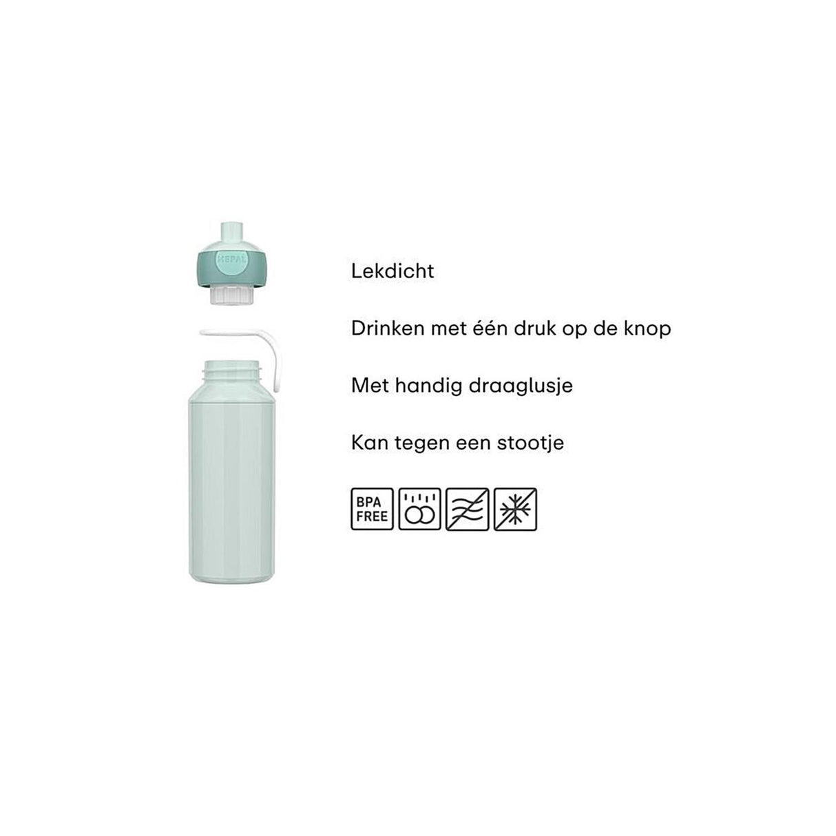 Mepal pop-up drinkfles campus - 400 ml - sluit goed af - drinkbeker voor kinderen - cool pink