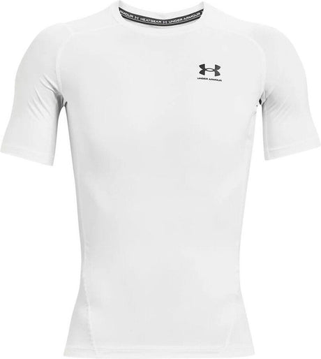 Under armour ua hg armour comp ss-wht heren sportshirt - wit - zwart xxl
