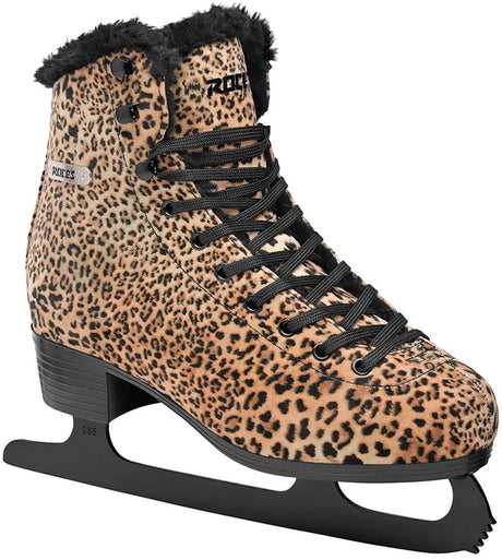 Roces - leopard - kunstschaatsen - schaatsen dames - bruin - warme fleece voering klassieke stabiliteit - maat eu 39