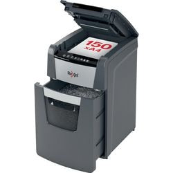 Rexel optimum autofeed+ 150x fluisterstille papierversnipperaar - p4 snippers - automatische invoer tot 150 vel - 44l - zwart