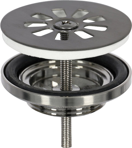 Differnz afvoerplug - gun metal - afvoerstop voor wastafel - geborsteld messing - eenvoudig te monteren - lekvrij door afdichtingsring - 70 x 9,5 mm - diameter 64 mm
