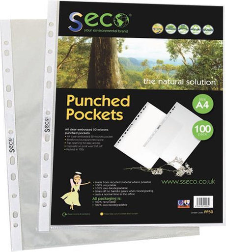 Seco insteekmap a4 - 11-gaats - pp 50 micron - transparant - 50 stuks - milieuvriendelijk - 50