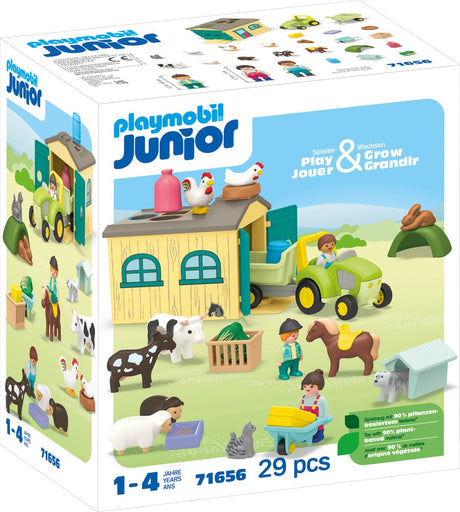 Playmobil junior promo: boerderijavontuur met tractor, aanhanger en dieren vrienden - 71656