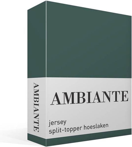 Ambiante jersey split-topper hoeslaken - lits-jumeaux - dark green