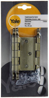 Yale 1019146 - 3 vaasknopscharnieren verbronsd 76x76mm | 2 stuks