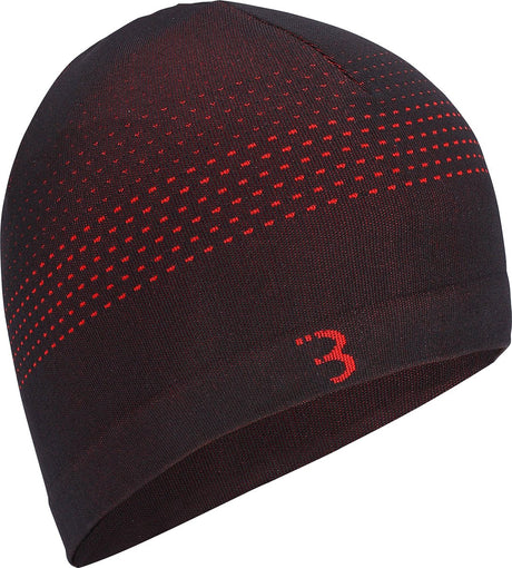 Bbb cycling helmmuts fiets winter firhat - fietsmuts voor onder helm - 0-5 °c - naadloos en sneldrogend - unisex - zwart rood - large - bbw-494