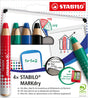 Stabilo markdry set van 4 whiteboard potloden, puntenslijper en reinigingsdoekje
