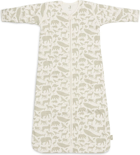 Jollein baby slaapzak winter met afritsbare mouw 70cm animals - olive green - winterslaapzak
