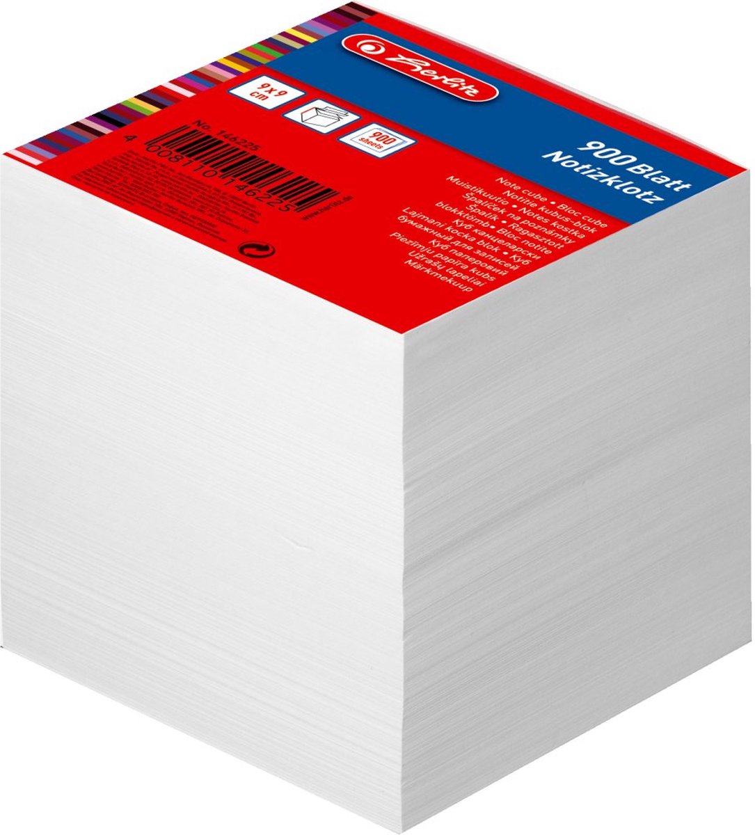 Herlitz notizklotz 9x9x9cm 900bl. weiß geleimt