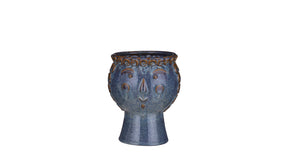 Pot gezicht blauw - h19xd15,5cm