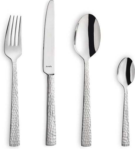 Amefa felicity – 24-delige bestekset – 6 personen – 18 0 chroomstaal – hoogglans – gehamerde afwerking – cadeauverpakking