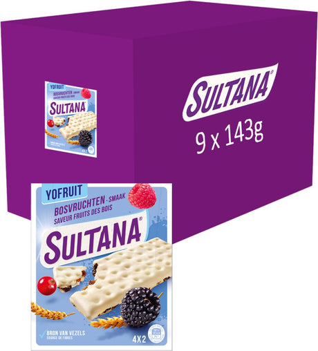 Sultana yofruit fruitbiscuit tussendoortje - bosvruchten - 9 x 143 gram