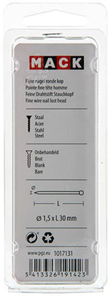 Mack 1017131 - fijne nagel ronde kop 85 gr 1,5 x 30 mm | 5 stuks