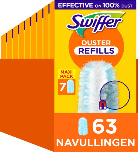 Swiffer duster navullingen - vangt en houdt 3x meer stof en haar vast t.o.v. traditionele plumeau - effectief op 100% van het stof - 63 navullingen