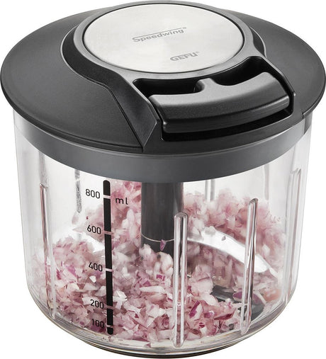 Gefu speedwing® multihakker – 800 ml – handmatig – inclusief meng- en kruidenmand