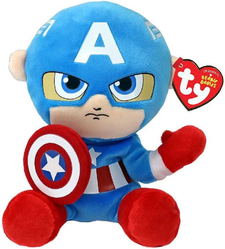 Ty beanie babies marvel captain america soft, 15cm