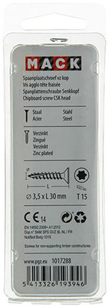 Mack 1017288 - spaanplschr.vzkop-zelfb. geelverz. 26 st 3,5 x 30 mm | 10 stuks