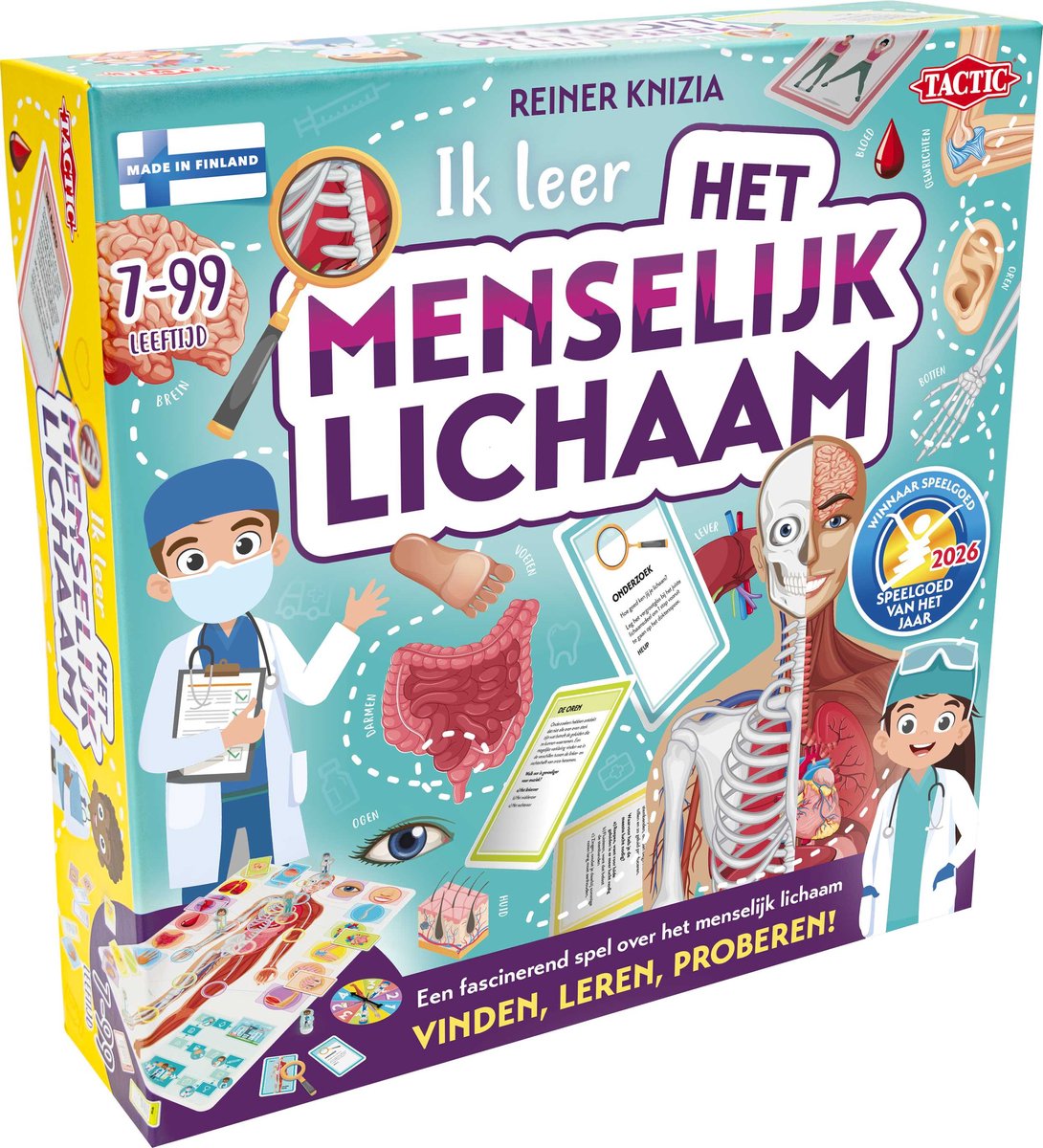 Tactic ik leer: het menselijk lichaam – bordspel – winnaar speelgoed van het jaar 2026 – educatief - ontdek het menselijk lichaam en leer over anatomie – 2 tot 5 spelers – vanaf 7 jaar
