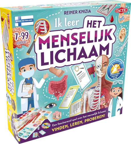 Tactic ik leer: het menselijk lichaam – bordspel – winnaar speelgoed van het jaar 2026 – educatief - ontdek het menselijk lichaam en leer over anatomie – 2 tot 5 spelers – vanaf 7 jaar
