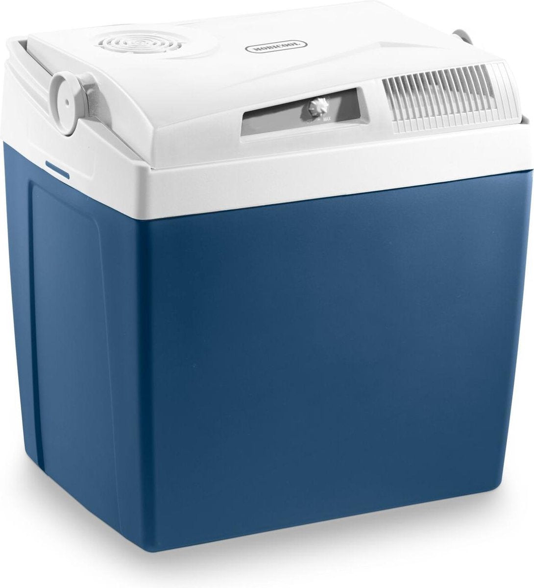 Mobicool me24 ac dc thermo-elektrische koelbox - 23l - 12 230v - energieklasse e - blauw wit