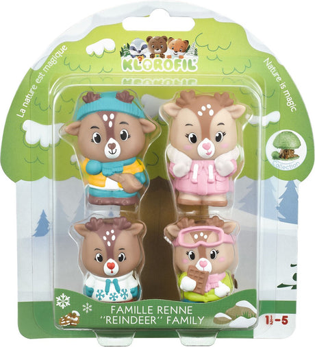 Klorofil de familie rendier speelset - speelfiguren set - poppetjes familie - kinder speelgoed - rudy, astrid, sten en helga - vanaf 18 maanden - 4-delig