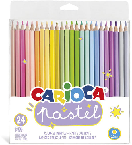 Carioca supercolor pastel kleurpotloden - 24 kleuren - houten kleurpotloden - zachte pasteltinten - 3,3 mm kern