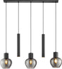 Brilliant ligari - hanglamp - 5-lichts - balk 123 cm - e27 max 3x20w gu10 max 2x10w - zwart smoke
