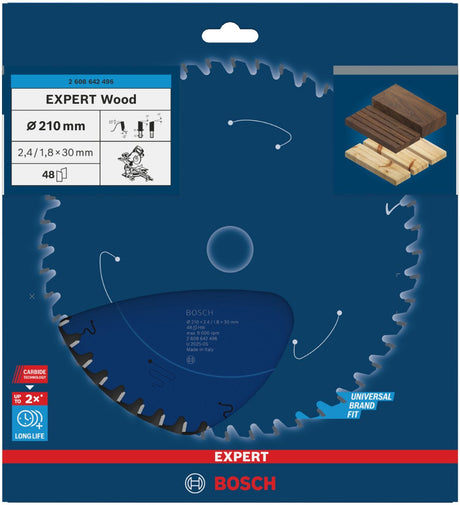 Bosch - cirkelzaagblad expert for wood 210 x 30 x 2,4 mm, 48