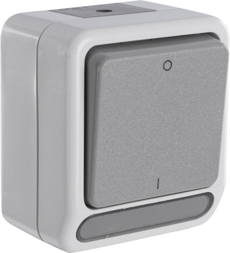 Schneider electric merten aquastar schakelaar - spatwaterdicht - opbouw - 2-polig - ip44 - grijs