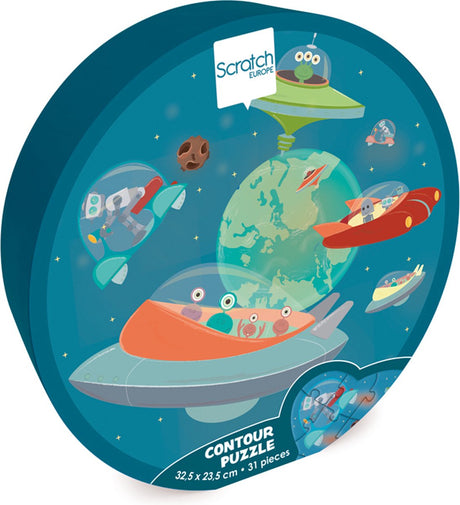 Scratch contour puzzel - ruimte - 32,6x23,5cm - 31 stukjes - 3 jaar