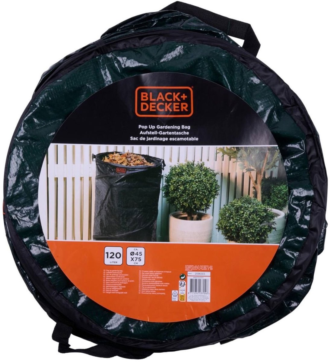 Black+decker tuinafvalzak - opvouwbaar - 45x75 cm - 120 l - groen