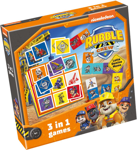 Tactic paw patrol rubble crew 3-in-1 spellenverzameling – kaartspel – lotto – domino – memo – kinderspel vanaf 4 jaar
